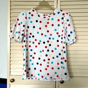 Shein white polkadot blouse, size Small (new without tags)